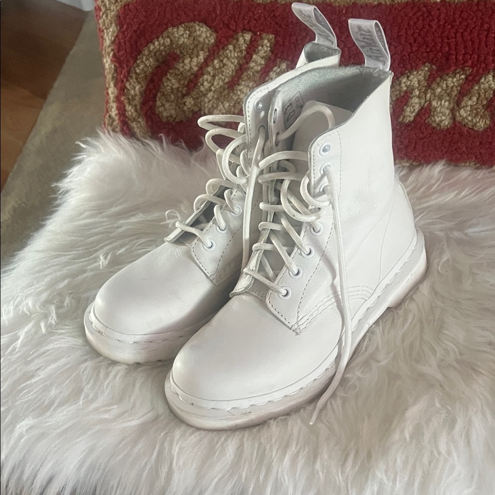 Dr Martens White Leather Women's Boots